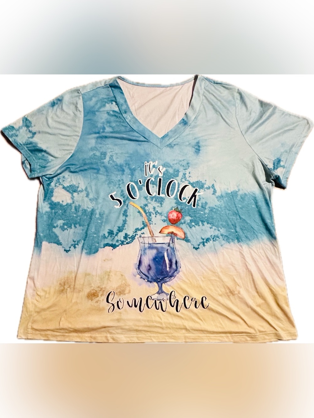 Womens "It's 5 O'Clock Somewhere" V-Neck T-Shirt size 5X